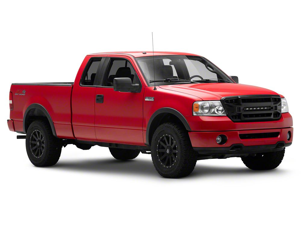 RedRock Armor Upper Replacement Grille with LED Off-Road Lighting; Matte Black (04-08 F-150)