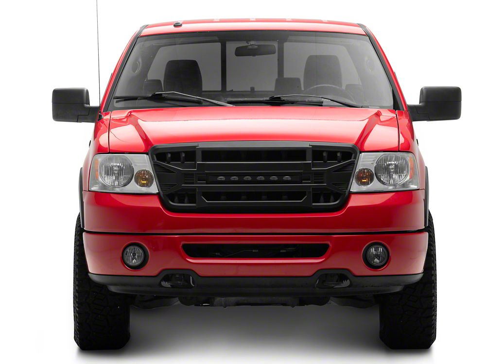 RedRock Armor Upper Replacement Grille with LED Off-Road Lighting; Matte Black (04-08 F-150)