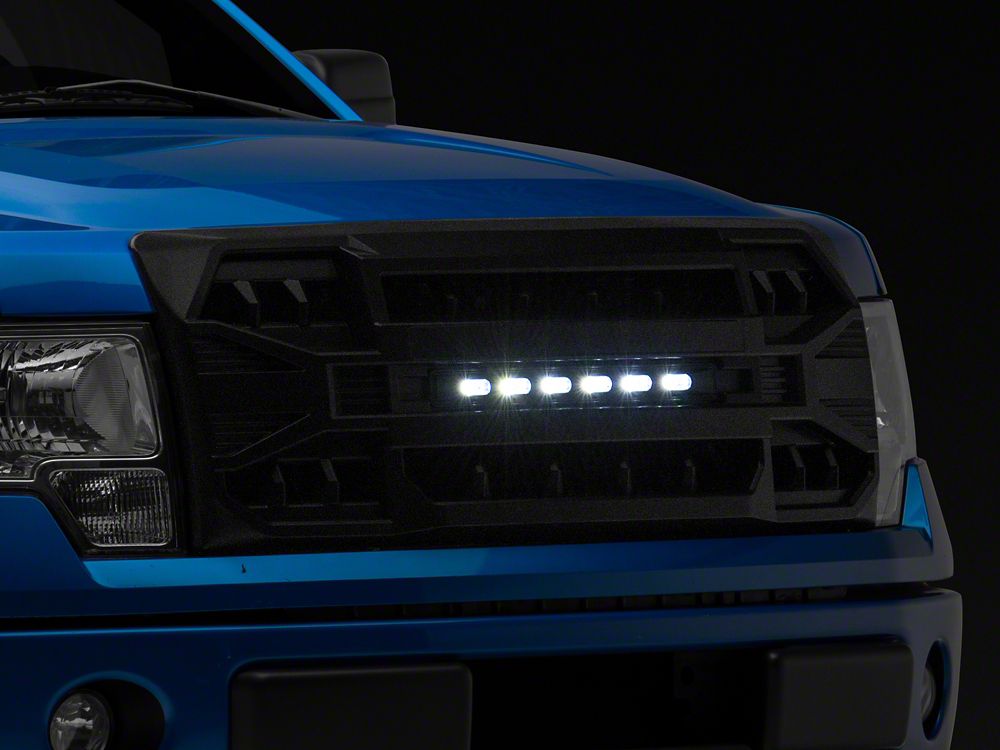 RedRock Armor Upper Replacement Grille with LED Off-Road Lighting; Matte Black (09-14 F-150, Excluding Raptor)
