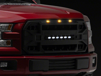 RedRock Armor Upper Replacement Grille with LED Off-Road Lighting; Matte Black (15-17 F-150, Excluding Raptor)