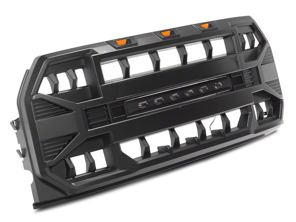 RedRock Armor Upper Replacement Grille with LED Off-Road Lighting; Matte Black (15-17 F-150, Excluding Raptor)