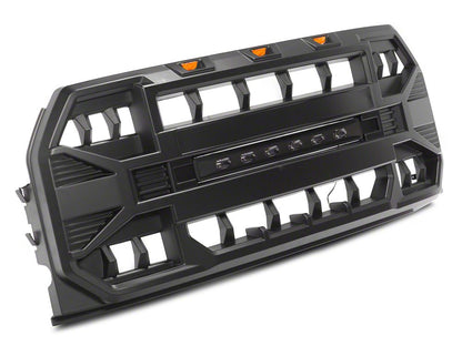 RedRock Armor Upper Replacement Grille with LED Off-Road Lighting; Matte Black (15-17 F-150, Excluding Raptor)
