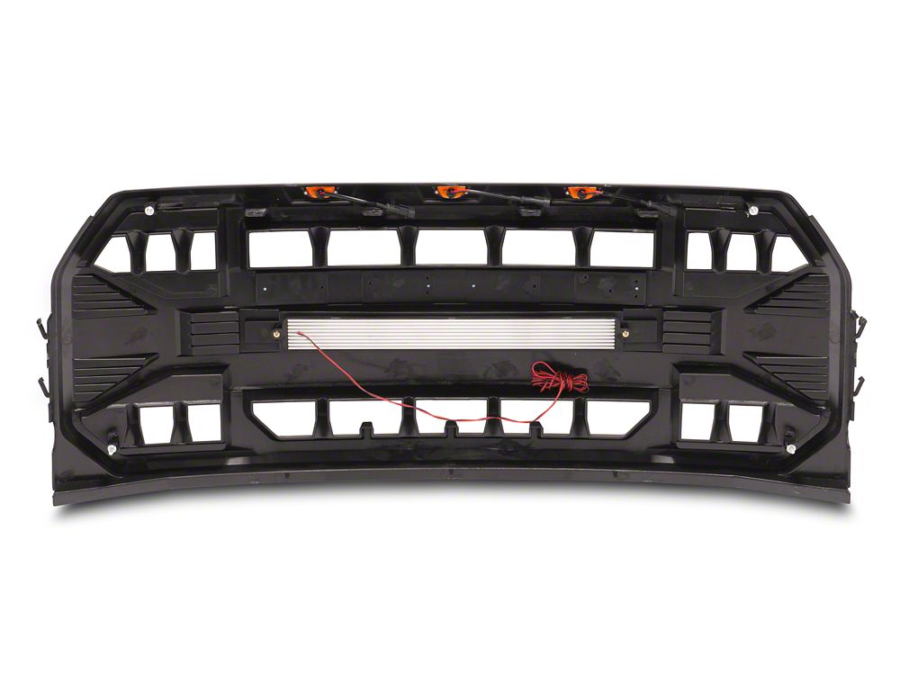 RedRock Armor Upper Replacement Grille with LED Off-Road Lighting; Matte Black (15-17 F-150, Excluding Raptor)