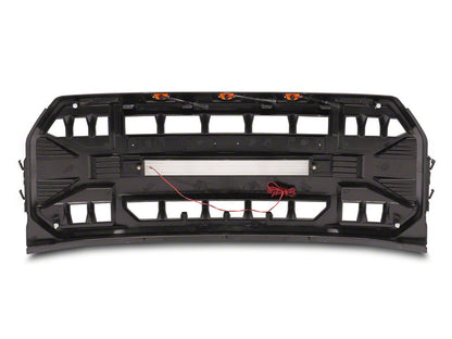 RedRock Armor Upper Replacement Grille with LED Off-Road Lighting; Matte Black (15-17 F-150, Excluding Raptor)