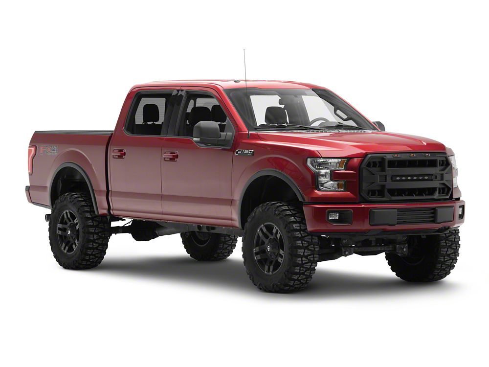 RedRock Armor Upper Replacement Grille with LED Off-Road Lighting; Matte Black (15-17 F-150, Excluding Raptor)