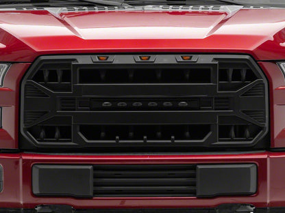 RedRock Armor Upper Replacement Grille with LED Off-Road Lighting; Matte Black (15-17 F-150, Excluding Raptor)