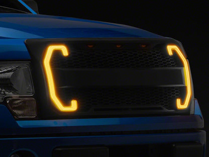 RedRock Baja Upper Replacement Grille with LED DRL and Turn Signal Function; Matte Black (09-14 F-150, Excluding Raptor)