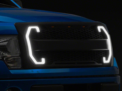 RedRock Baja Upper Replacement Grille with LED DRL and Turn Signal Function; Matte Black (09-14 F-150, Excluding Raptor)