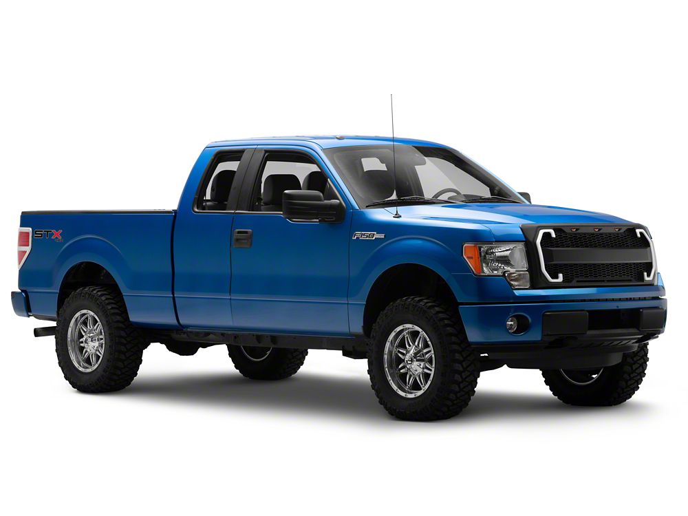 RedRock Baja Upper Replacement Grille with LED DRL and Turn Signal Function; Matte Black (09-14 F-150, Excluding Raptor)