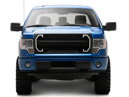 RedRock Baja Upper Replacement Grille with LED DRL and Turn Signal Function; Matte Black (09-14 F-150, Excluding Raptor)