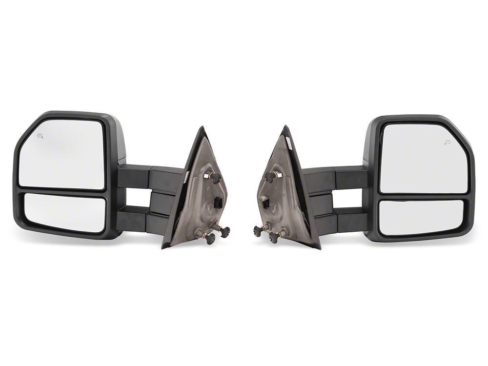 RedRock Powered Heated Towing Mirrors with Smoked Turn Signals; Textured Black (07-14 F-150)