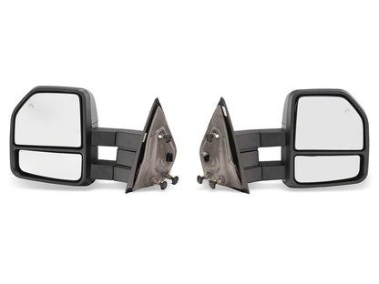 RedRock Powered Heated Towing Mirrors with Smoked Turn Signals; Textured Black (07-14 F-150)