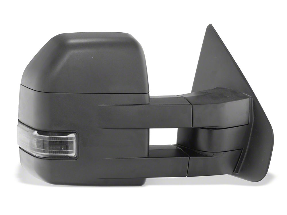 RedRock Powered Heated Towing Mirrors with Smoked Turn Signals; Textured Black (07-14 F-150)