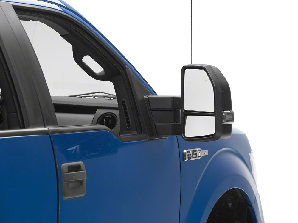 RedRock Powered Heated Towing Mirrors with Smoked Turn Signals; Textured Black (07-14 F-150)