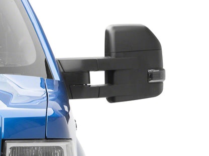 RedRock Powered Heated Towing Mirrors with Smoked Turn Signals; Textured Black (07-14 F-150)