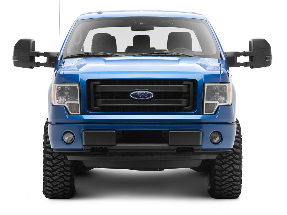 RedRock Powered Heated Towing Mirrors with Smoked Turn Signals; Textured Black (07-14 F-150)