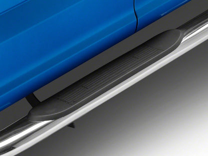 RedRock 4-Inch Oval Bent End Side Step Bars; Stainless Steel (15-25 F-150 SuperCab)