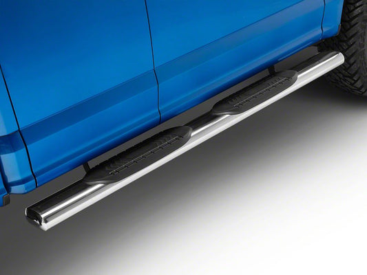 RedRock 6-Inch Oval Straight End Side Step Bars; Stainless Steel (15-25 F-150 SuperCab)