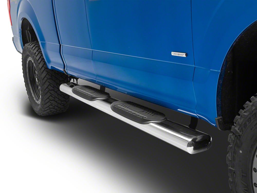 RedRock 6-Inch Oval Straight End Side Step Bars; Stainless Steel (15-25 F-150 SuperCab)