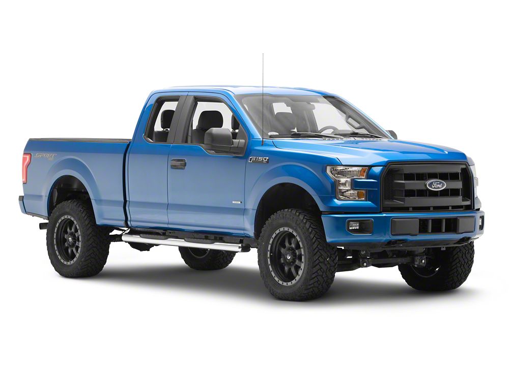 RedRock 6-Inch Oval Straight End Side Step Bars; Stainless Steel (15-25 F-150 SuperCab)