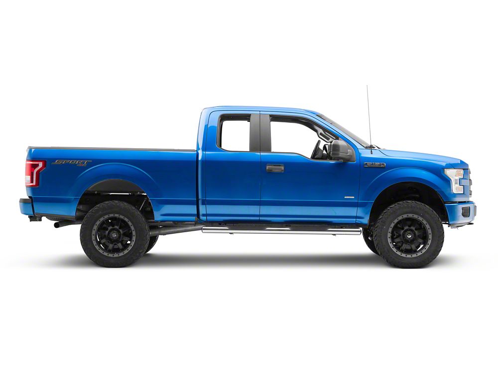 RedRock 6-Inch Oval Straight End Side Step Bars; Stainless Steel (15-25 F-150 SuperCab)