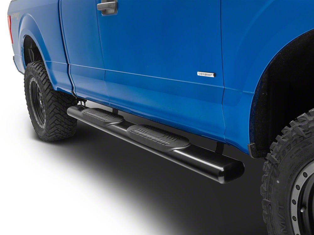 RedRock 6-Inch Oval Straight End Side Step Bars; Black (15-25 F-150 SuperCab)