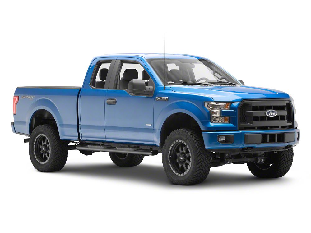 RedRock 6-Inch Oval Straight End Side Step Bars; Black (15-25 F-150 SuperCab)