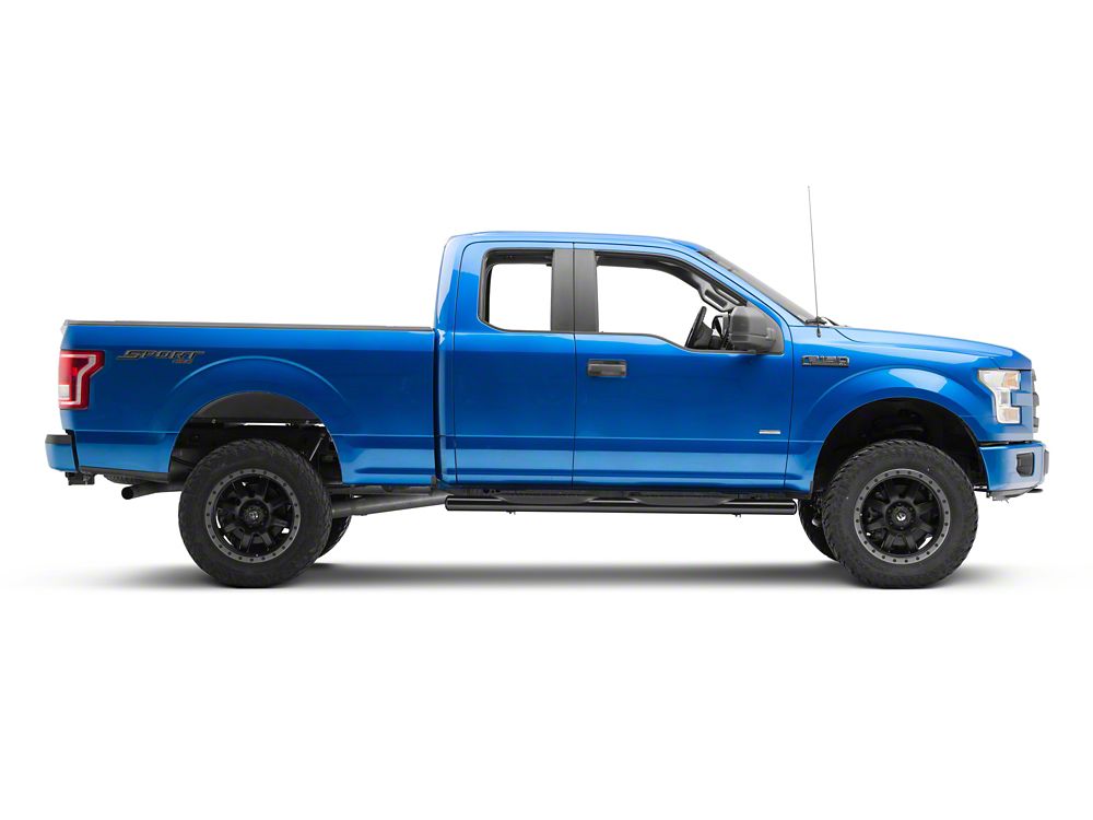 RedRock 6-Inch Oval Straight End Side Step Bars; Black (15-25 F-150 SuperCab)