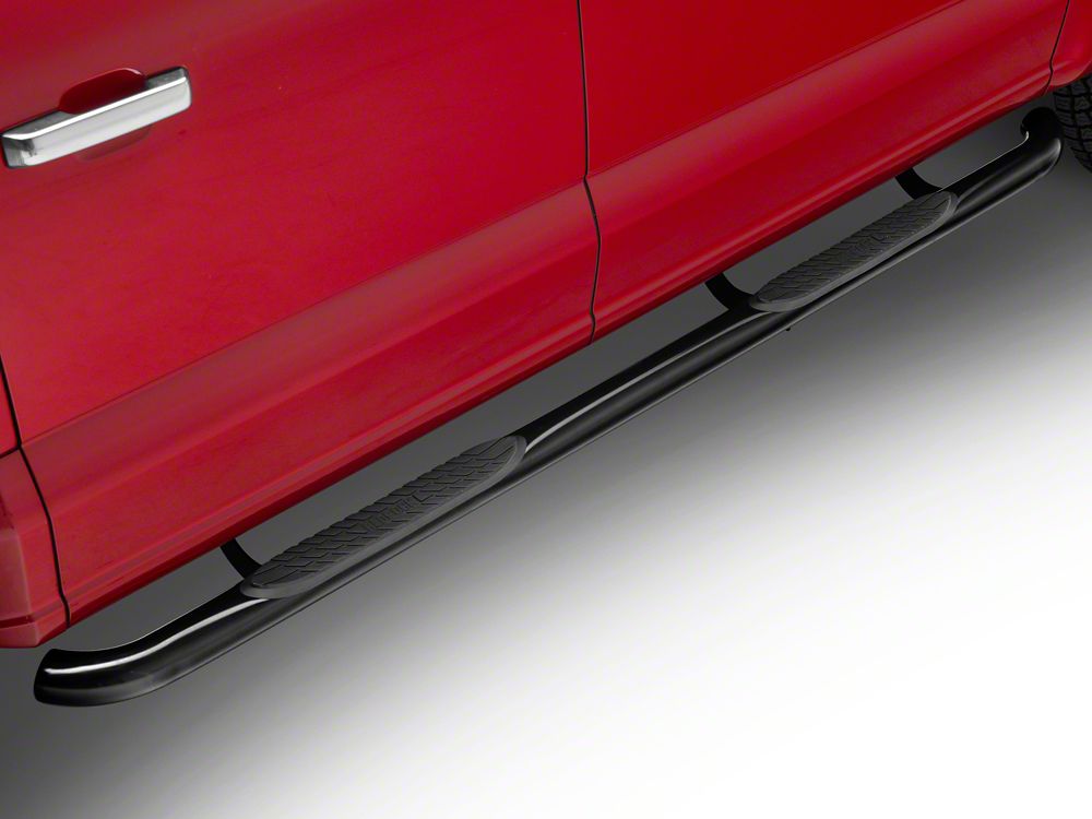 RedRock 3-Inch Side Step Bars; Black (15-25 F-150 SuperCrew)