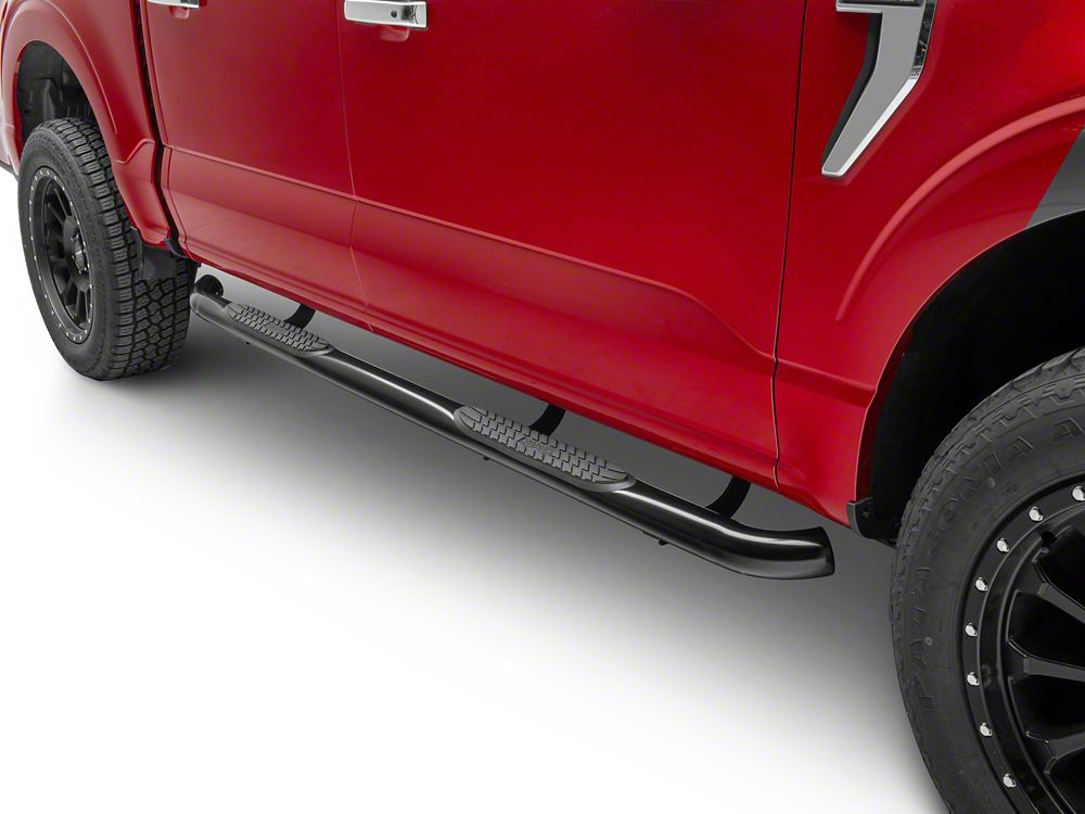 RedRock 3-Inch Side Step Bars; Black (15-25 F-150 SuperCrew)