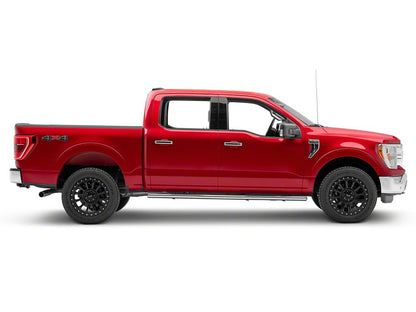 RedRock 4-Inch Oval Straight End Side Step Bars; Stainless Steel (15-25 F-150 SuperCrew)