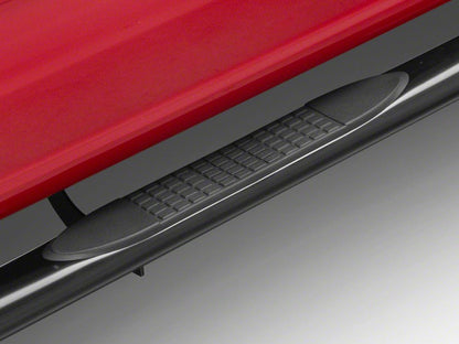 RedRock 4-Inch Oval Straight End Side Step Bars; Black (15-25 F-150 SuperCrew)