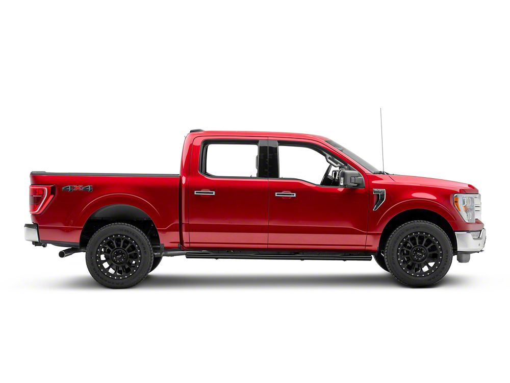 RedRock 4-Inch Oval Straight End Side Step Bars; Black (15-25 F-150 SuperCrew)