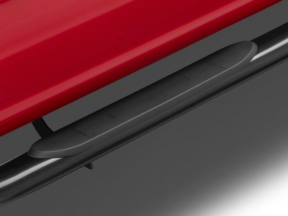 RedRock 4-Inch Oval Bent End Side Step Bars; Black (15-25 F-150 SuperCrew)