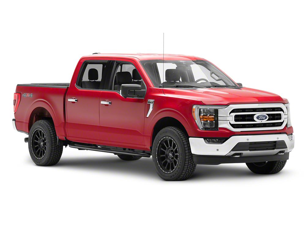 RedRock 4-Inch Oval Bent End Side Step Bars; Black (15-25 F-150 SuperCrew)