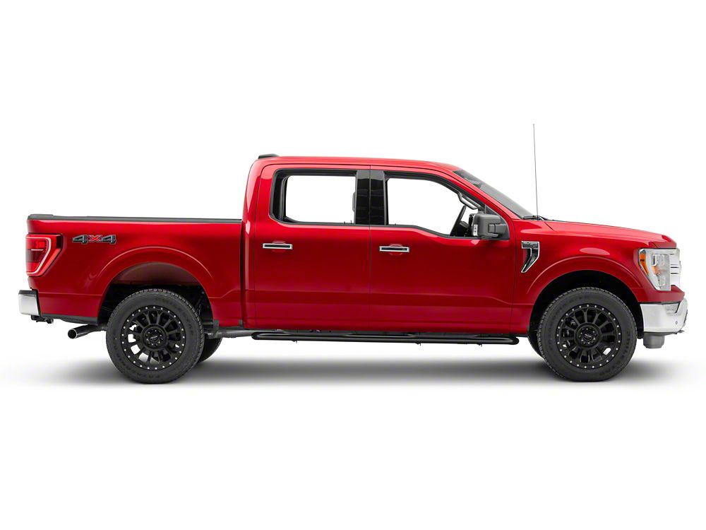 RedRock 4-Inch Oval Bent End Side Step Bars; Black (15-25 F-150 SuperCrew)