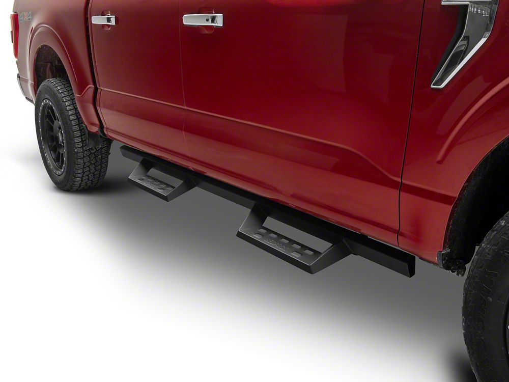 RedRock 4-Inch Drop TC1 Running Boards; Textured Black (15-25 F-150 SuperCrew)