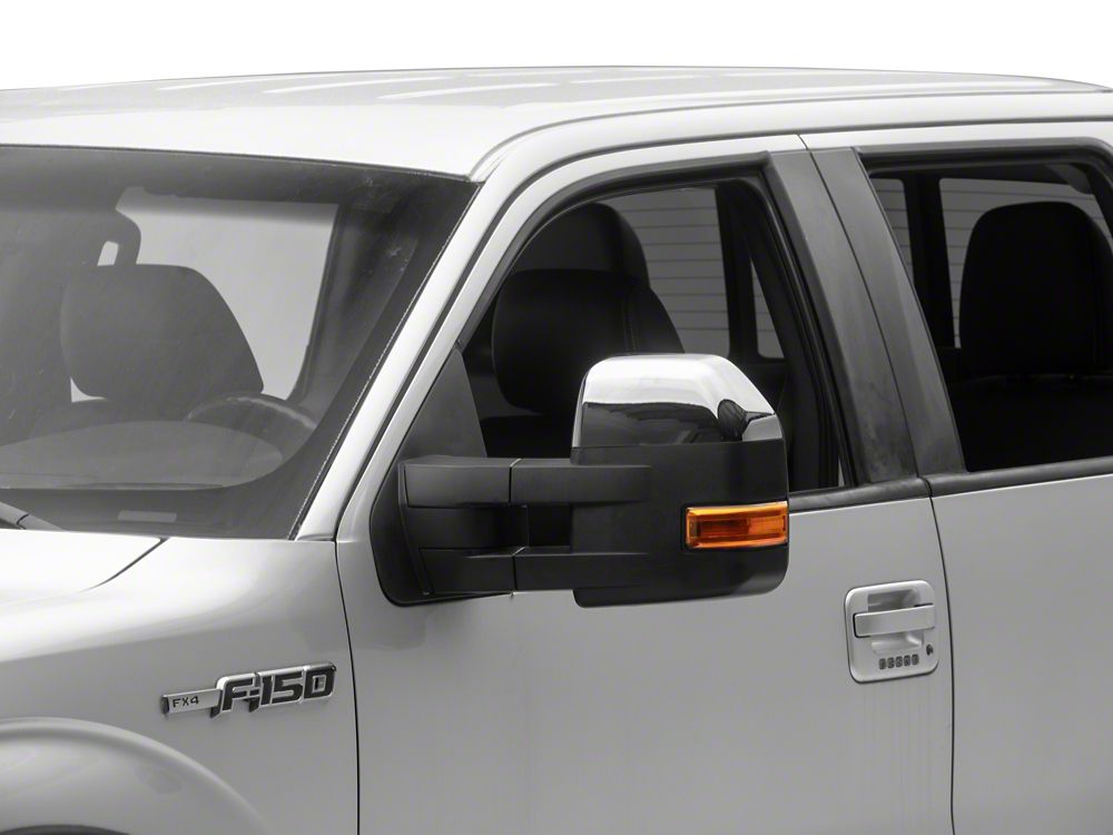 RedRock Powered Towing Mirrors with Puddle Light and Amber LED Turn Signal; Textured Black (04-14 F-150)