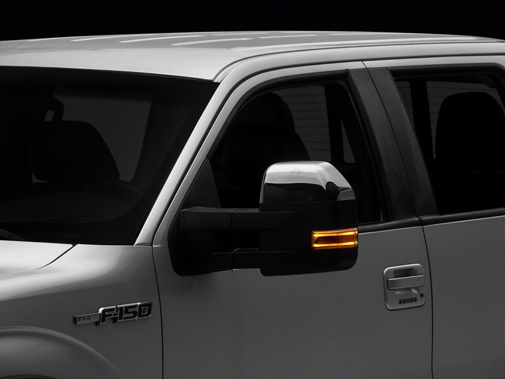RedRock Powered Towing Mirrors with Puddle Light and Amber LED Turn Signal; Textured Black (04-14 F-150)