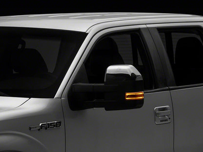 RedRock Powered Towing Mirrors with Puddle Light and Amber LED Turn Signal; Textured Black (04-14 F-150)