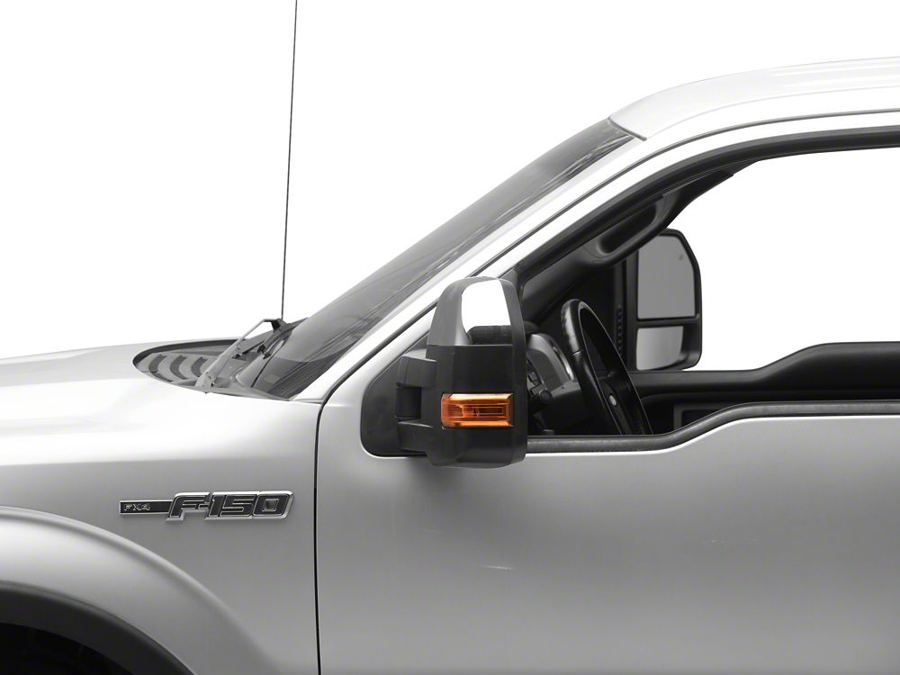 RedRock Powered Towing Mirrors with Puddle Light and Amber LED Turn Signal; Textured Black (04-14 F-150)
