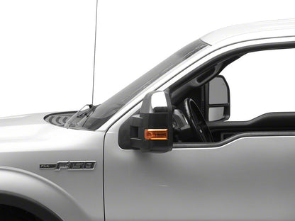 RedRock Powered Towing Mirrors with Puddle Light and Amber LED Turn Signal; Textured Black (04-14 F-150)