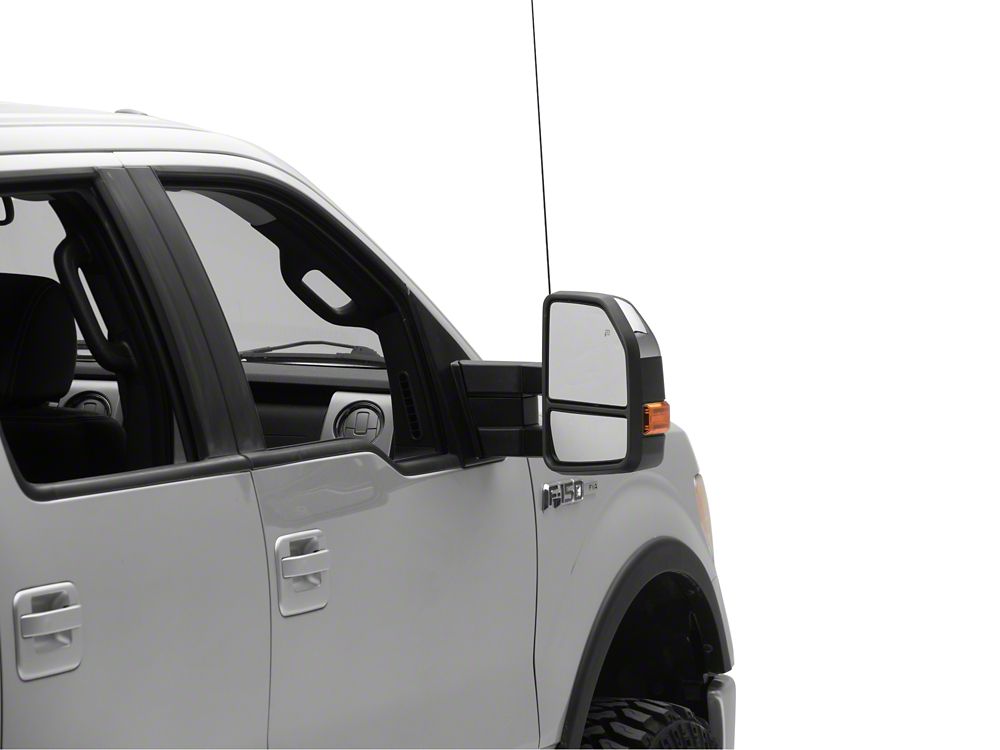 RedRock Powered Towing Mirrors with Puddle Light and Amber LED Turn Signal; Textured Black (04-14 F-150)
