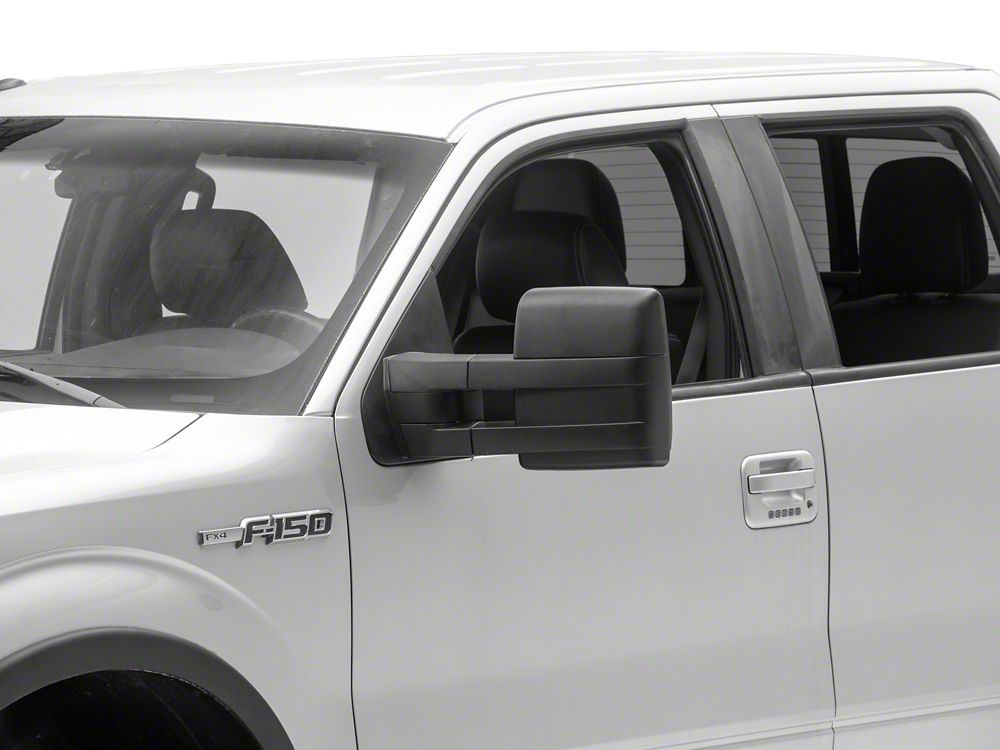 RedRock Powered Heated Tow Mirrors with Puddle Light and Amber LED Turn Signals; Black (04-14 F-150)