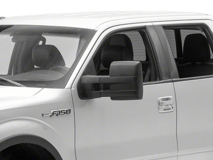RedRock Powered Heated Tow Mirrors with Puddle Light and Amber LED Turn Signals; Black (04-14 F-150)
