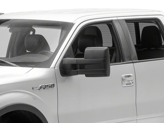RedRock Powered Heated Tow Mirrors with Puddle Light and Amber LED Turn Signals; Black (04-14 F-150)