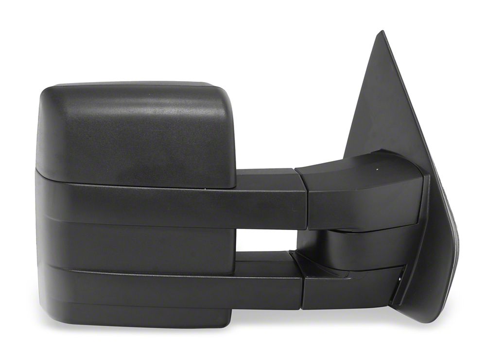 RedRock Powered Heated Tow Mirrors with Puddle Light and Amber LED Turn Signals; Black (04-14 F-150)