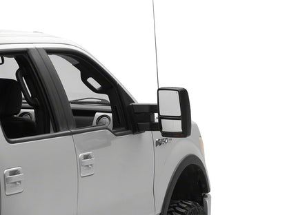 RedRock Powered Heated Tow Mirrors with Puddle Light and Amber LED Turn Signals; Black (04-14 F-150)