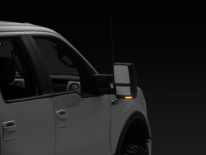 RedRock Powered Heated Tow Mirrors with Puddle Light and Amber LED Turn Signals; Black (04-14 F-150)