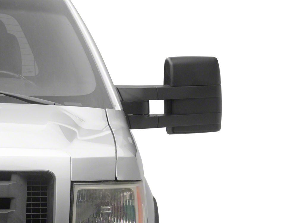 RedRock Powered Heated Tow Mirrors with Puddle Light and Amber LED Turn Signals; Black (04-14 F-150)